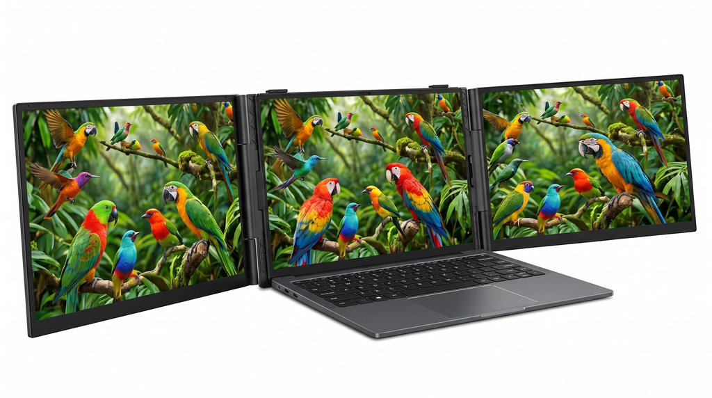 Blackview DCM6 Triple Laptop Screen Extender – Dual 14.1" FHD IPS Portable Monitors for 13–17" Laptops (USB-C & HDMI)