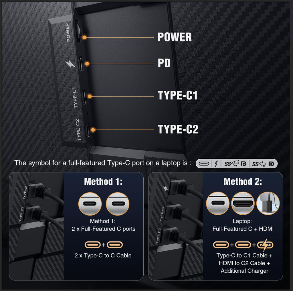 APILDELLA P7 Triple Laptop Screen Extender 15.6” – Portable Dual 1080P FHD Monitors for 13”-17.3” Laptops (USB-C/HDMI)
