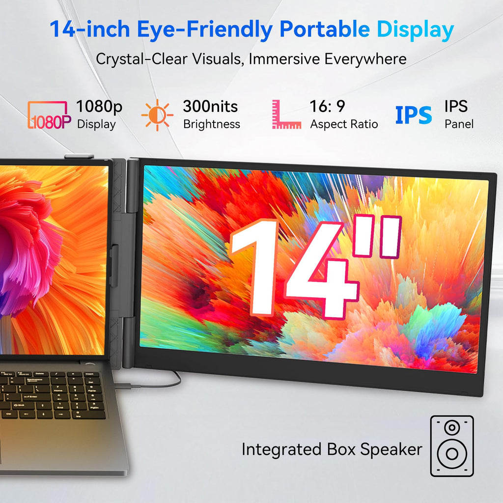 Blackview DCM6 Triple Laptop Screen Extender – Dual 14.1" FHD IPS Portable Monitors for 13–17" Laptops (USB-C & HDMI)