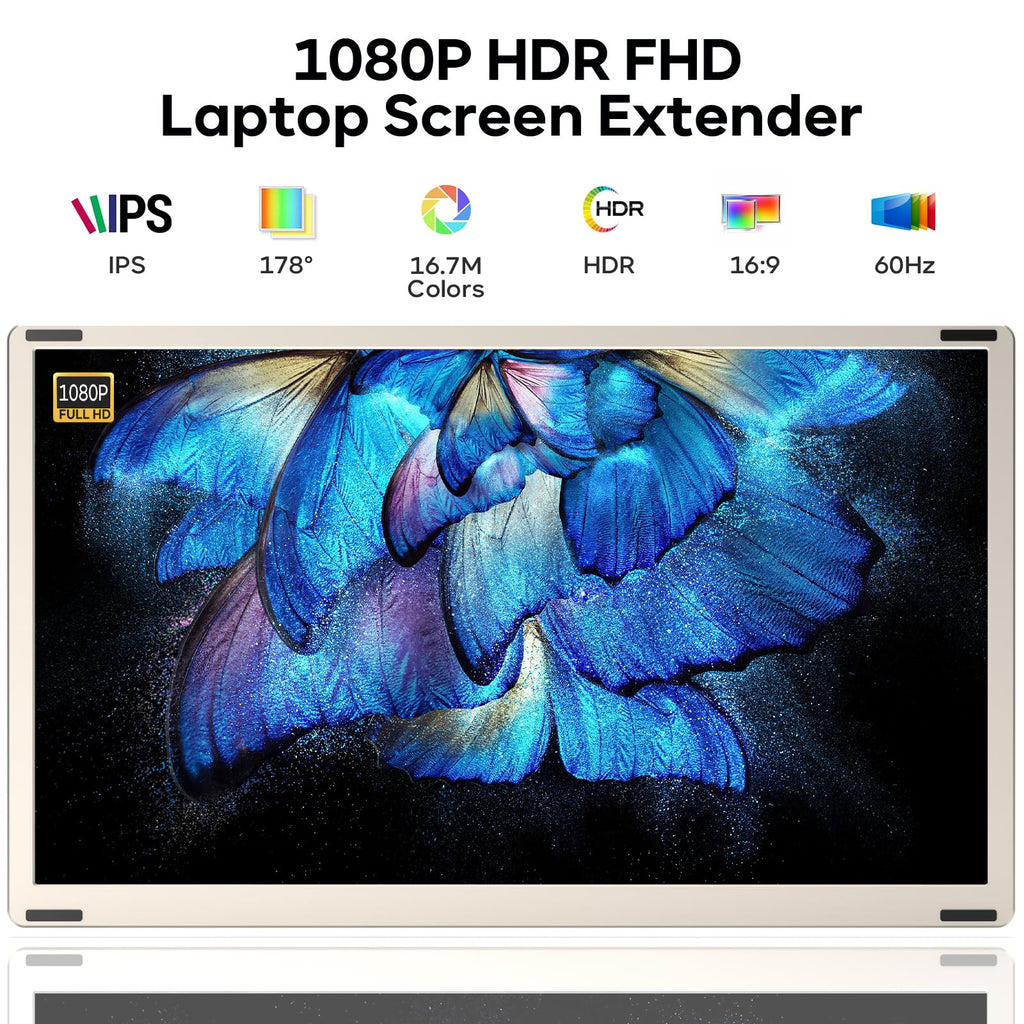 15.6" Triple Laptop Screen Extender - Dual FHD 1080P IPS Portable Monitors with Detachable Stand & 235° Rotation
